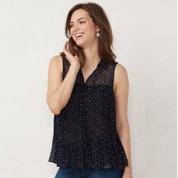 🔴 SALE 5/$15 Lauren Conrad Sleeveless Pleated Top - Picture 2 of 2